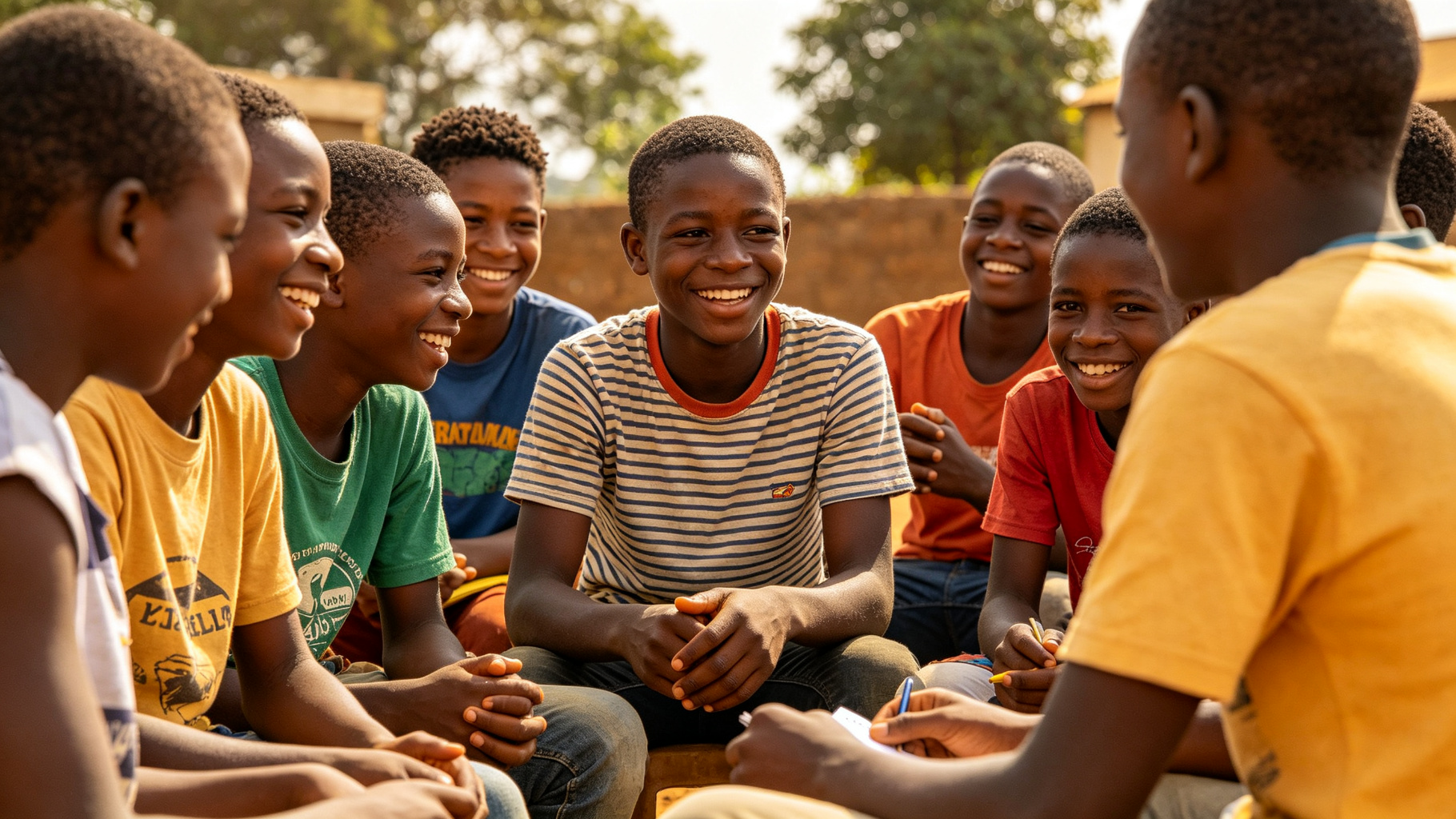 Children and youth participating in community peace-building activities.
